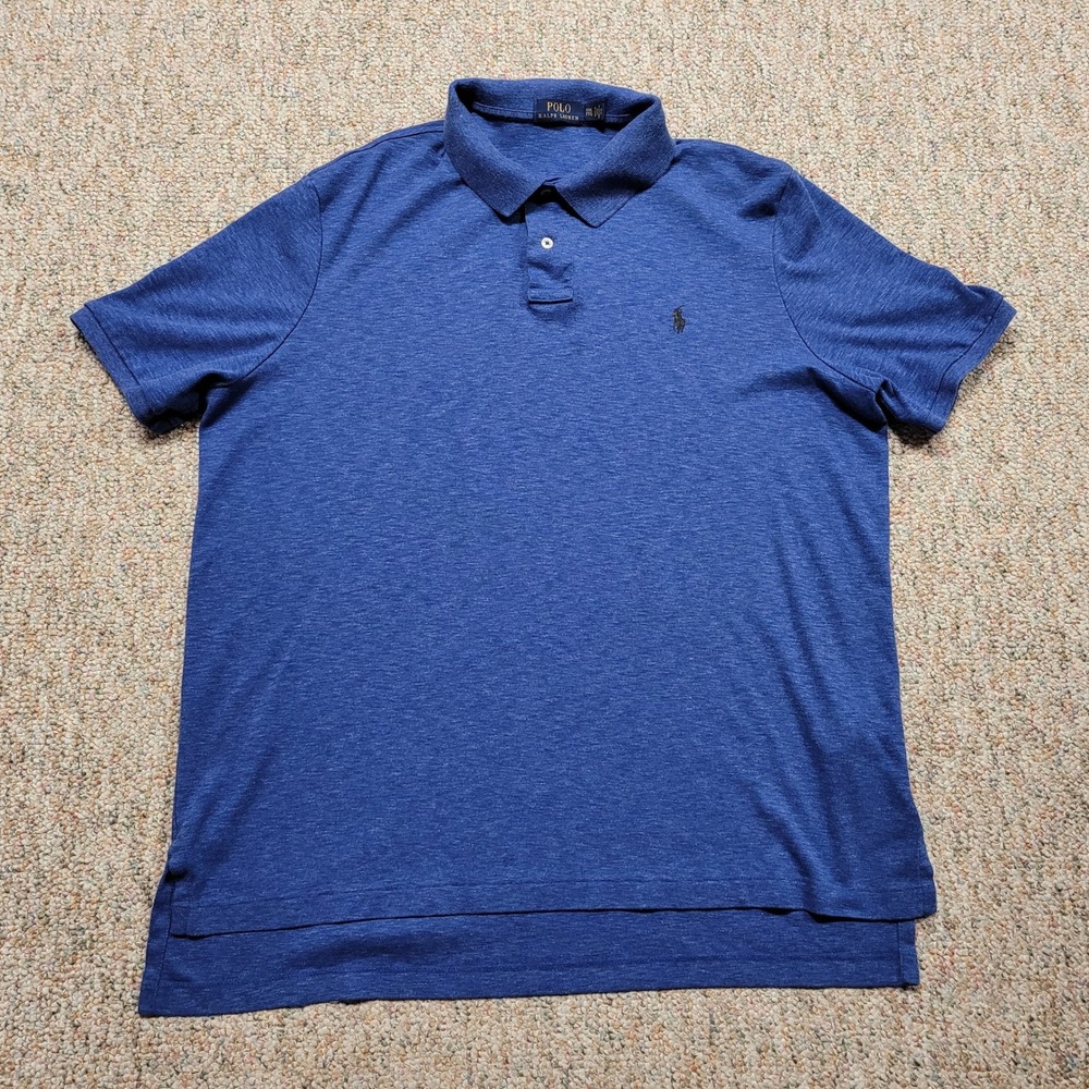 Polo Ralph Lauren Polo Shirt Mens 2XL Blue Heather Cotton Pony Preppy Classic